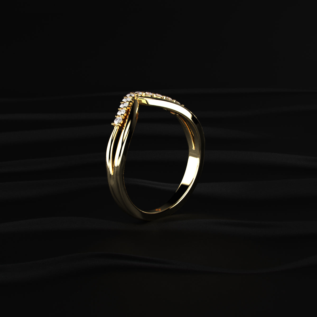 Double Band Diamond Chevron Ring | Earthly Jewels
