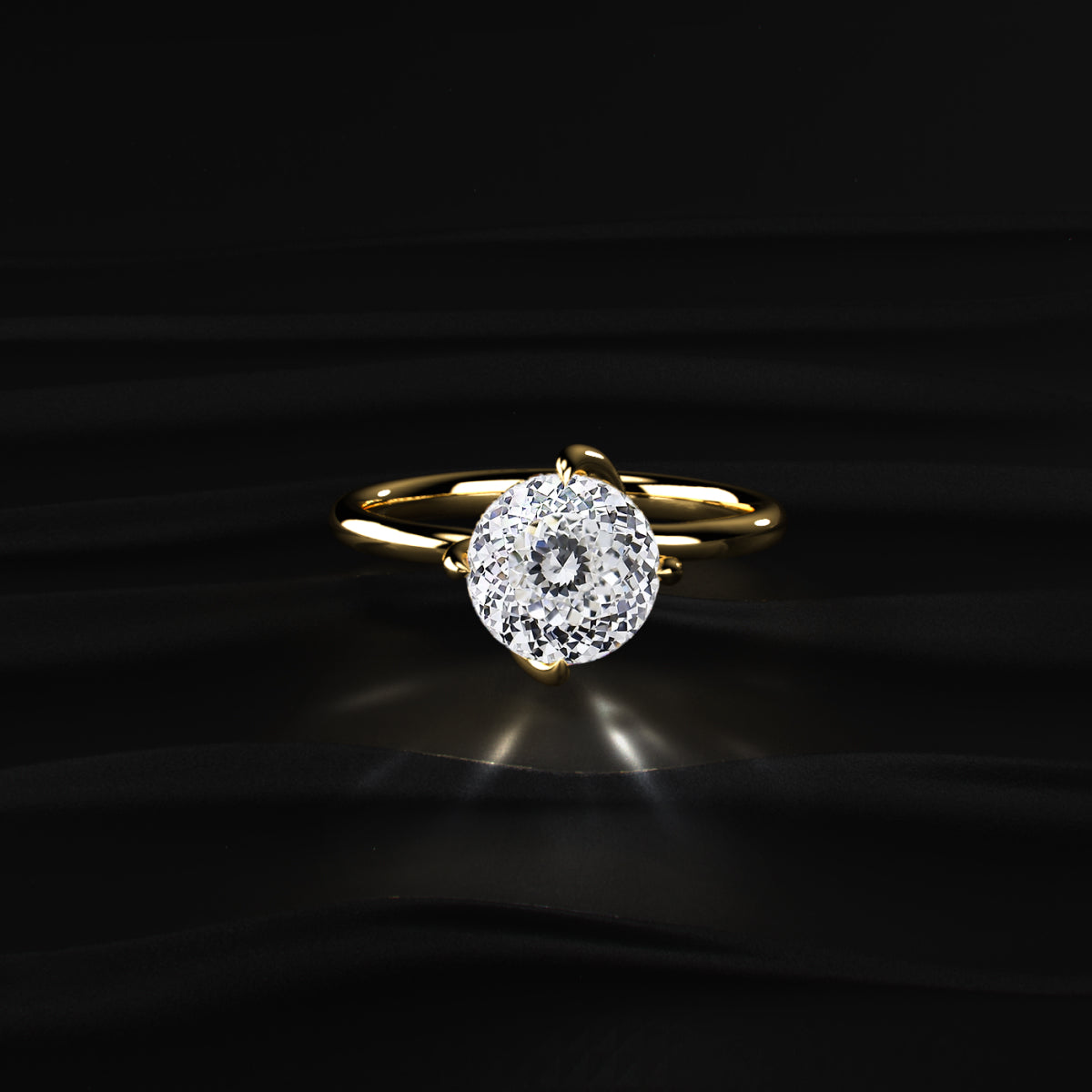 Portuguese Round Cut Diamond Ring With Hidden Halo