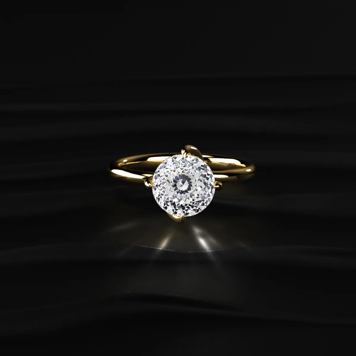 Portuguese Round Cut Diamond Ring With Hidden Halo | Earthly Jewels