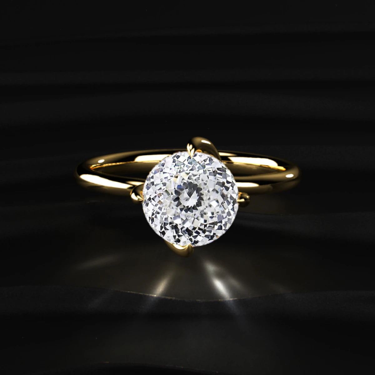 Portuguese Round Cut Diamond Ring With Hidden Halo | Earthly Jewels
