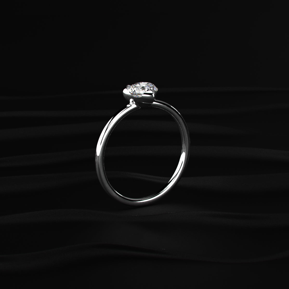 Heart Shaped Round Solitaire Ring