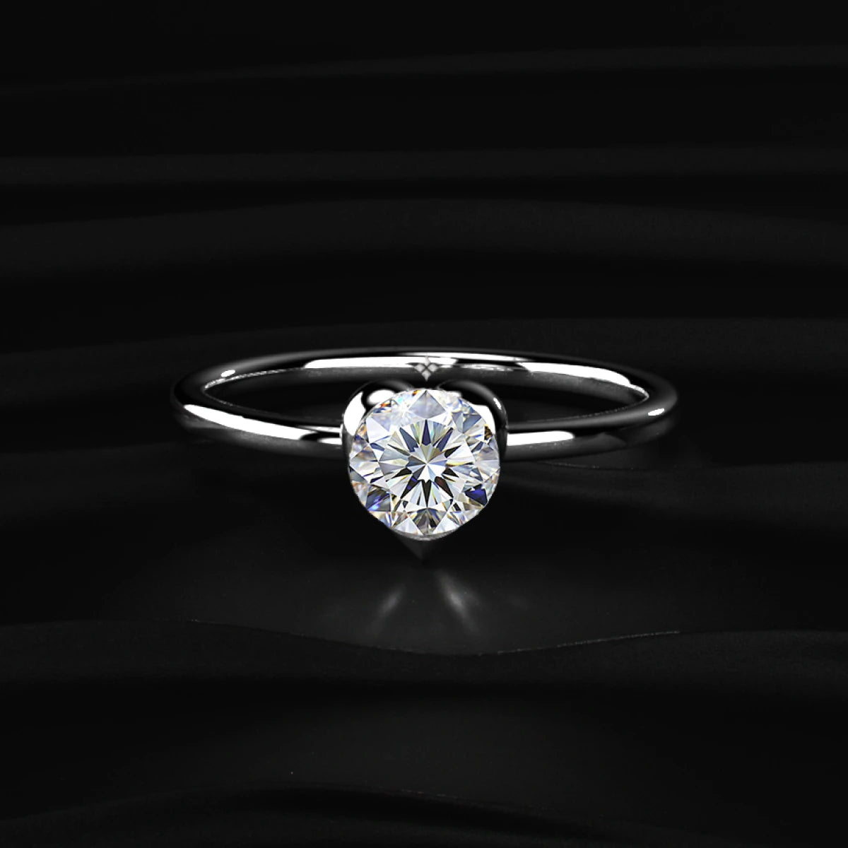 Heart Shaped Round Solitaire Ring | Earthly Jewels