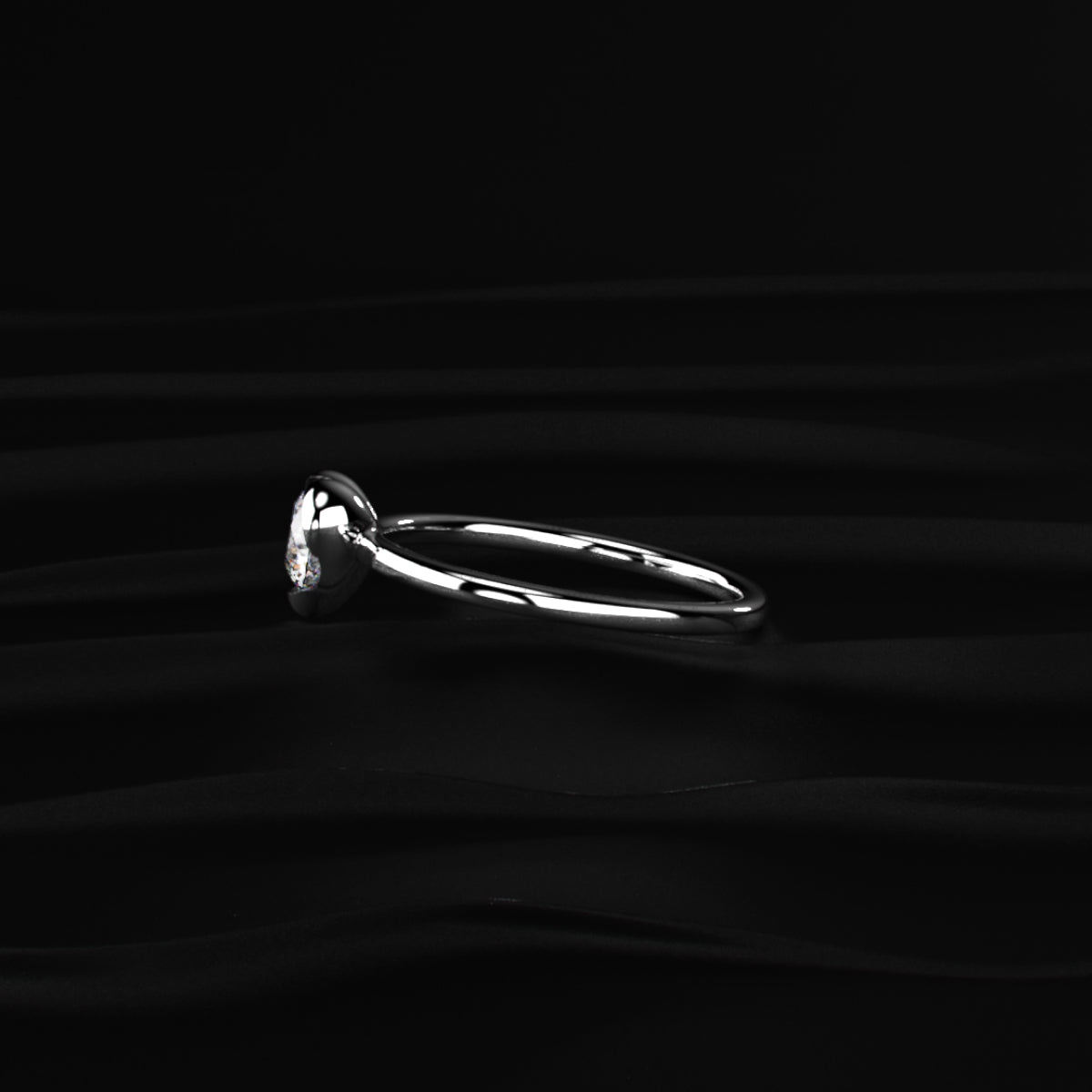 Heart Shaped Round Solitaire Ring