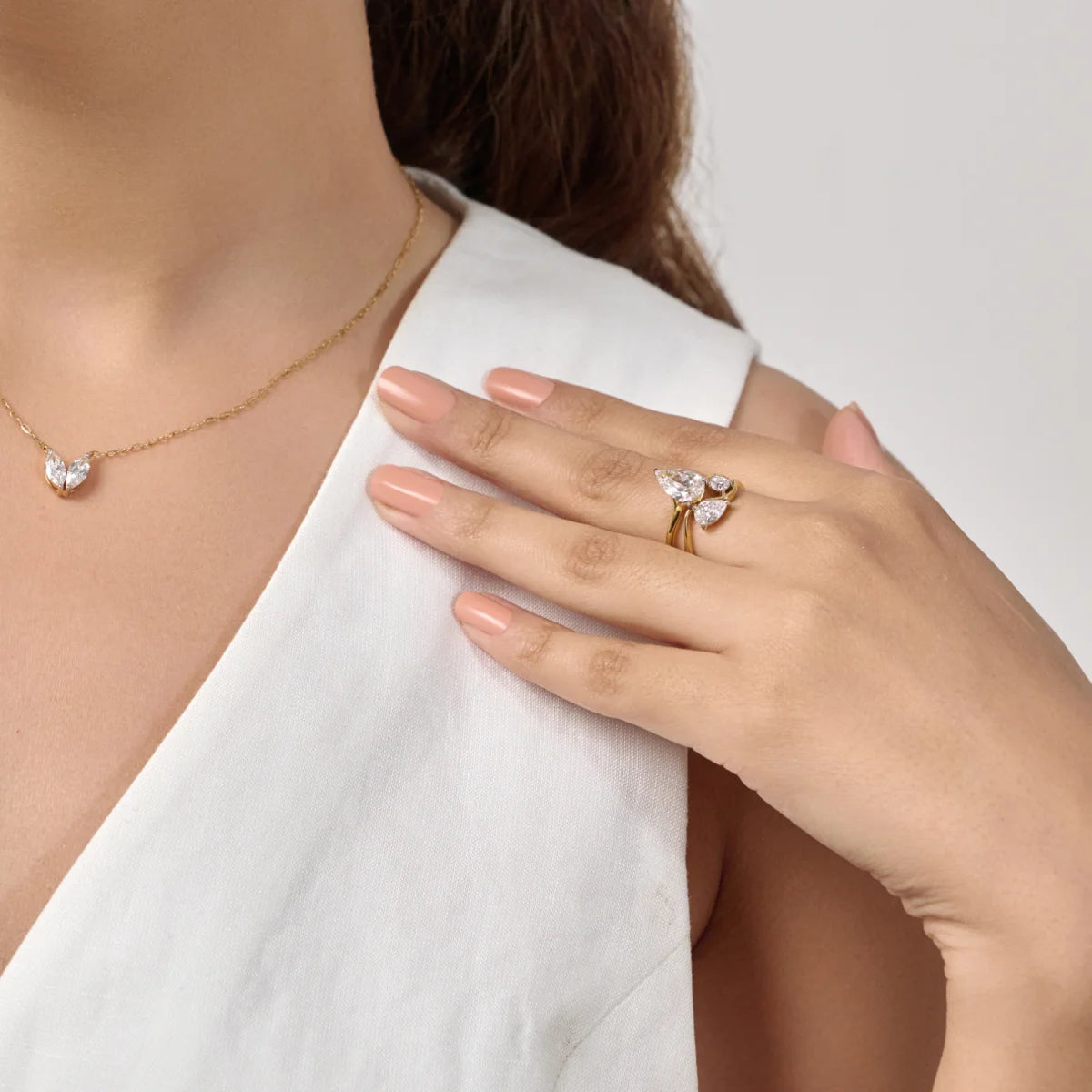 Round And Pear Diamond Toi Et Moi Ring