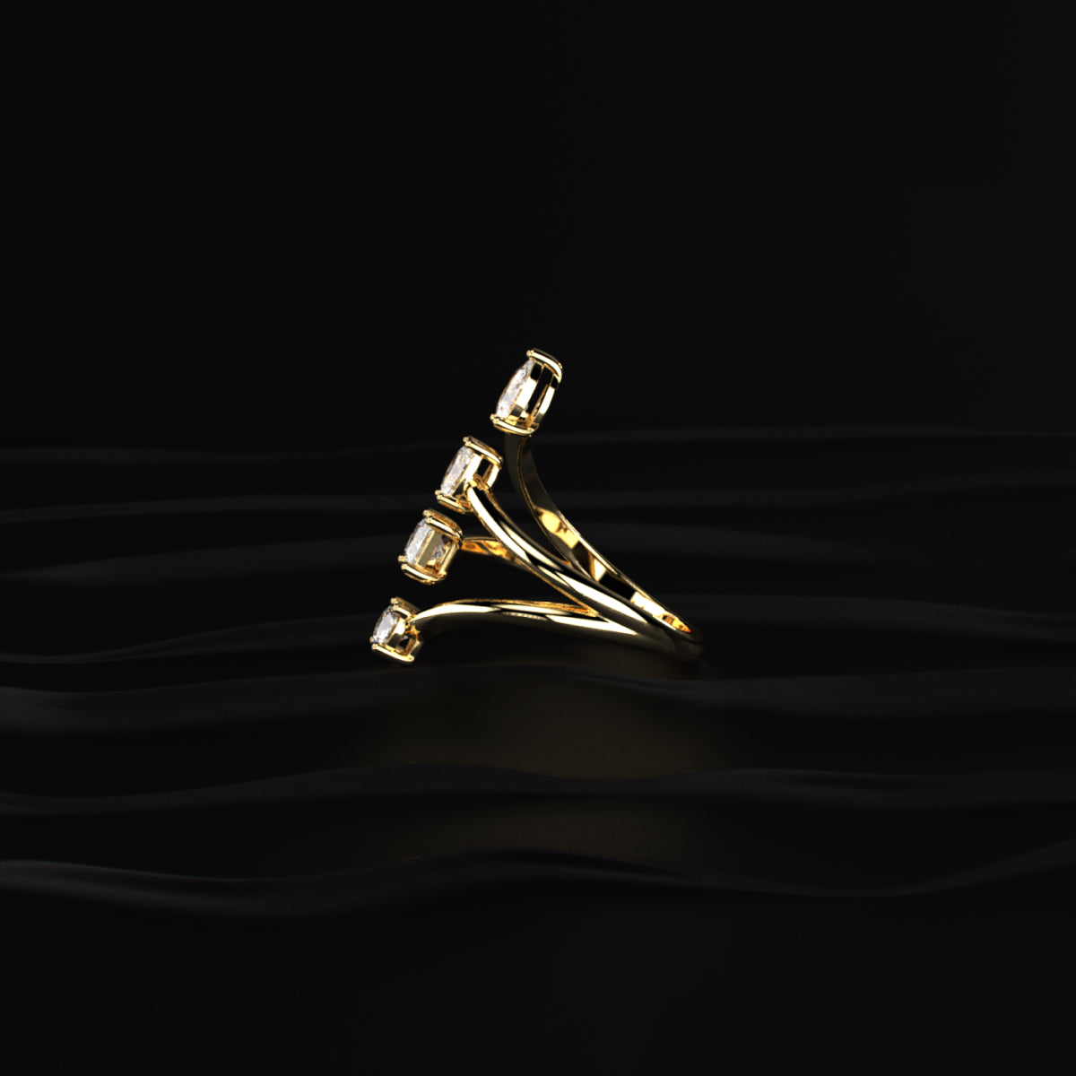 4 Stone Split Shank Engagement Ring | Earthly Jewels