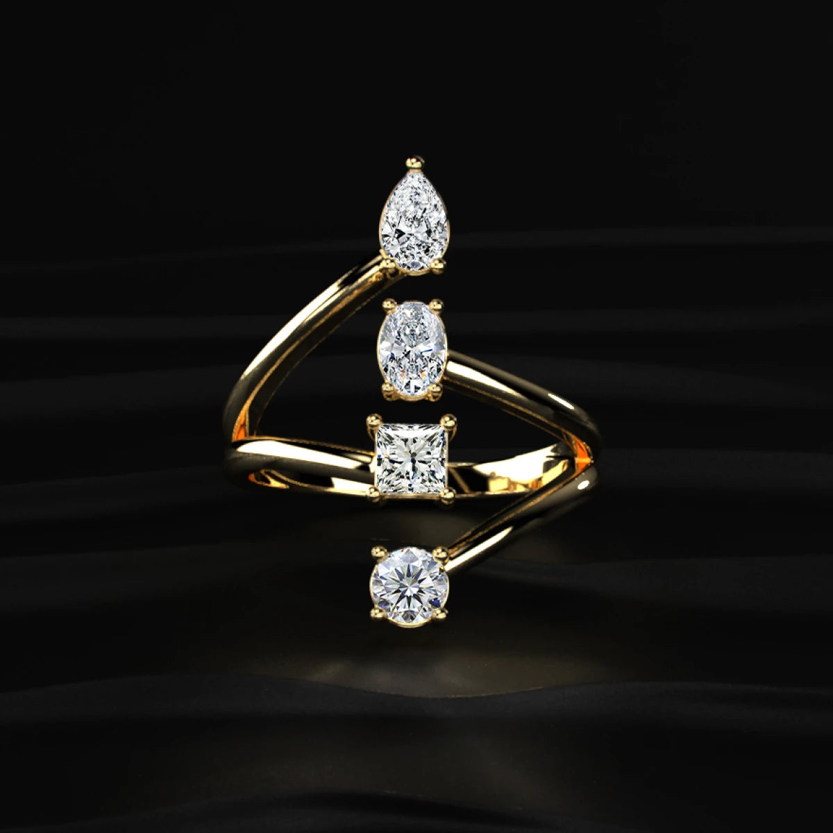 4 Stone Split Shank Engagement Ring | Earthly Jewels