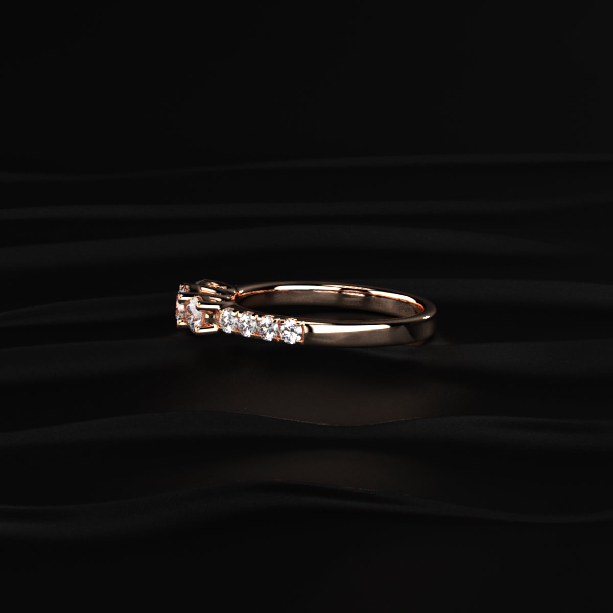 Round Trilogy Ring With Side Diamonds | Earthly jewels