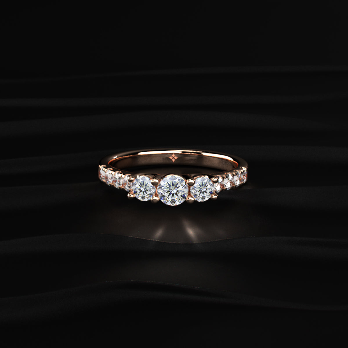 Round Trilogy Ring With Side Diamonds | Earthly jewels