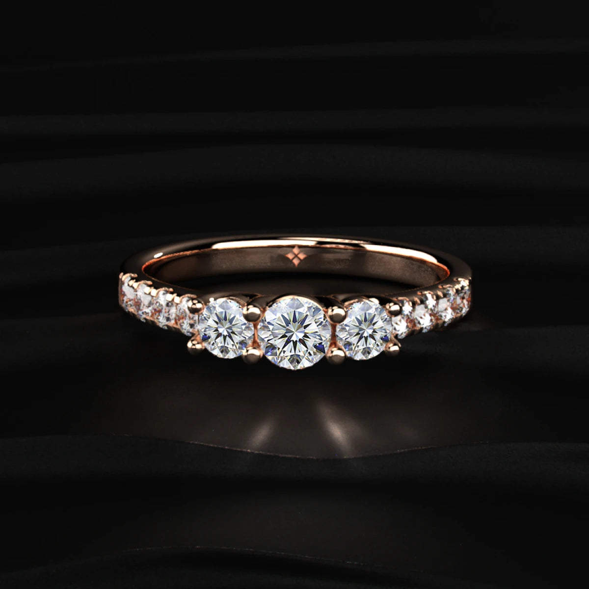 Round Trilogy Ring With Side Diamonds | Earthly jewels