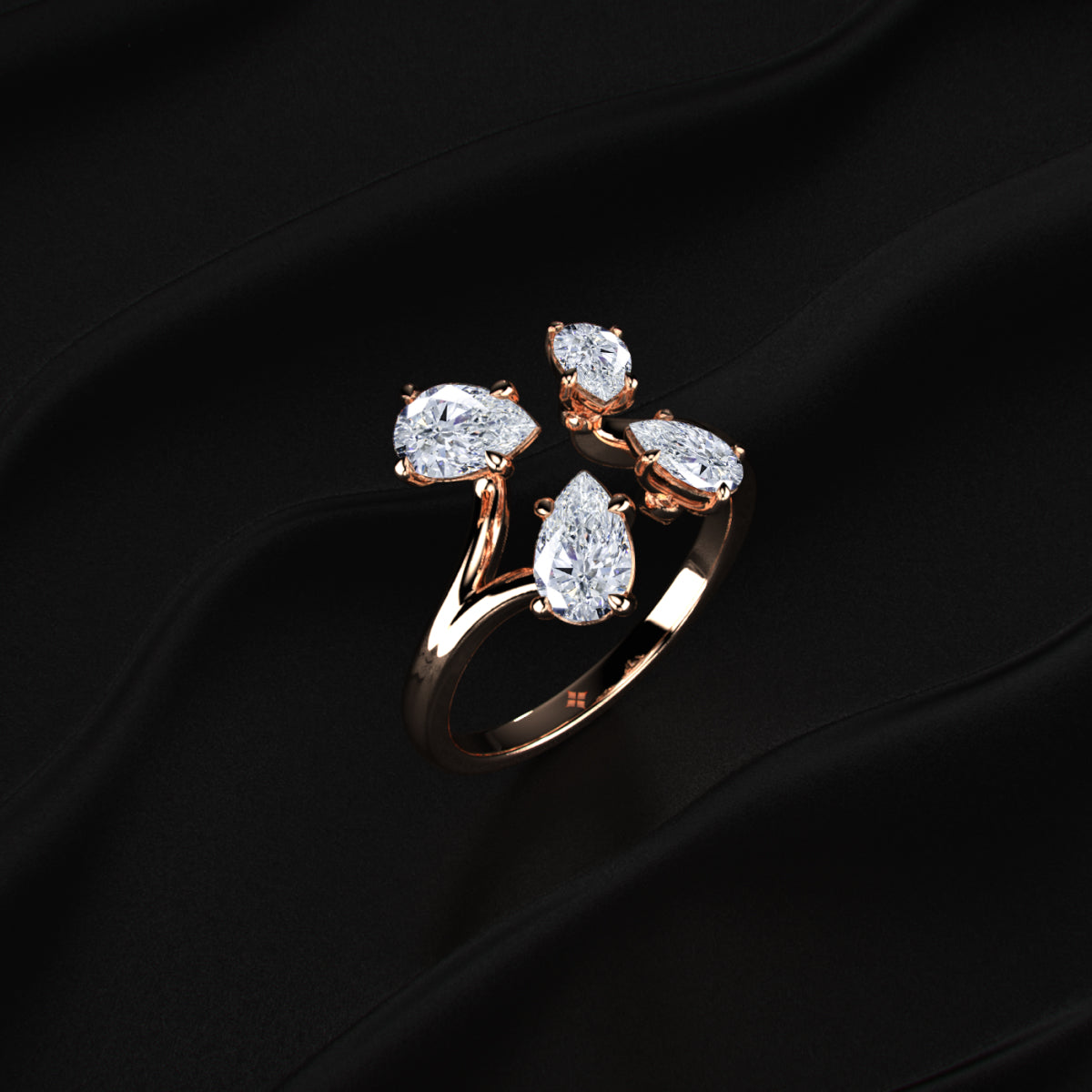 4 Pear Diamond Butterfly Ring | Earthly Jewels