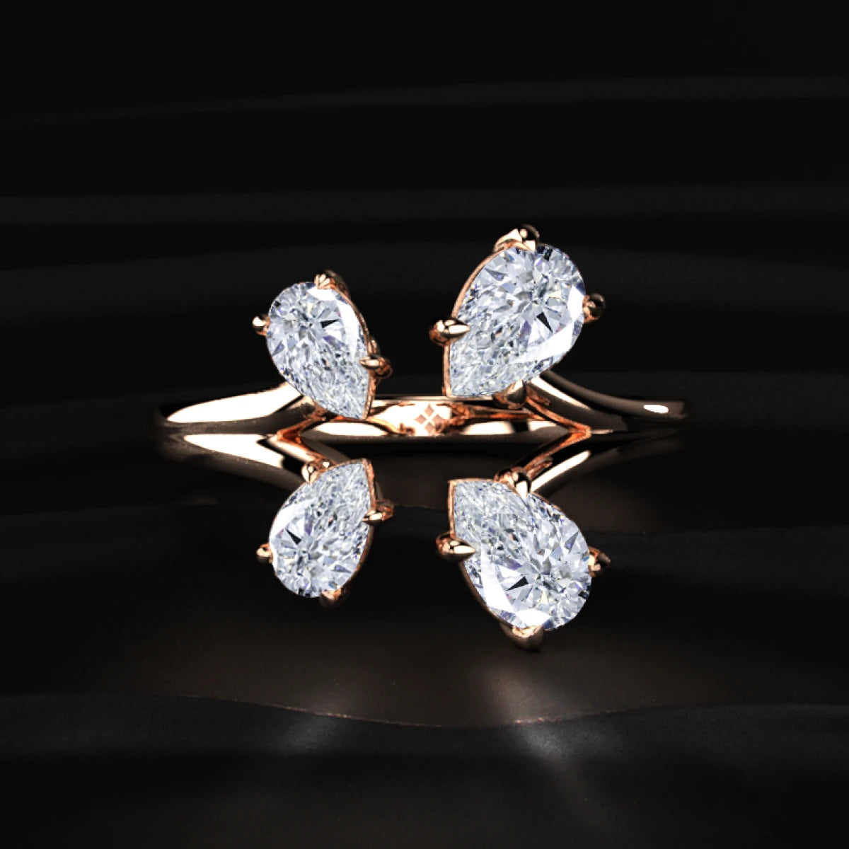 4 Pear Diamond Butterfly Ring | Earthly Jewels