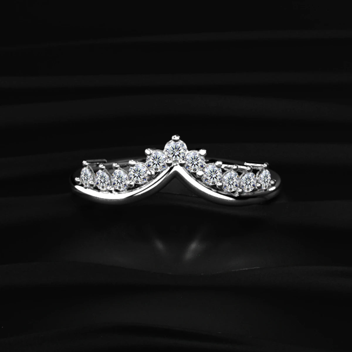 Tiny Crown Ring With Round Diamonds | Earthly Jewels