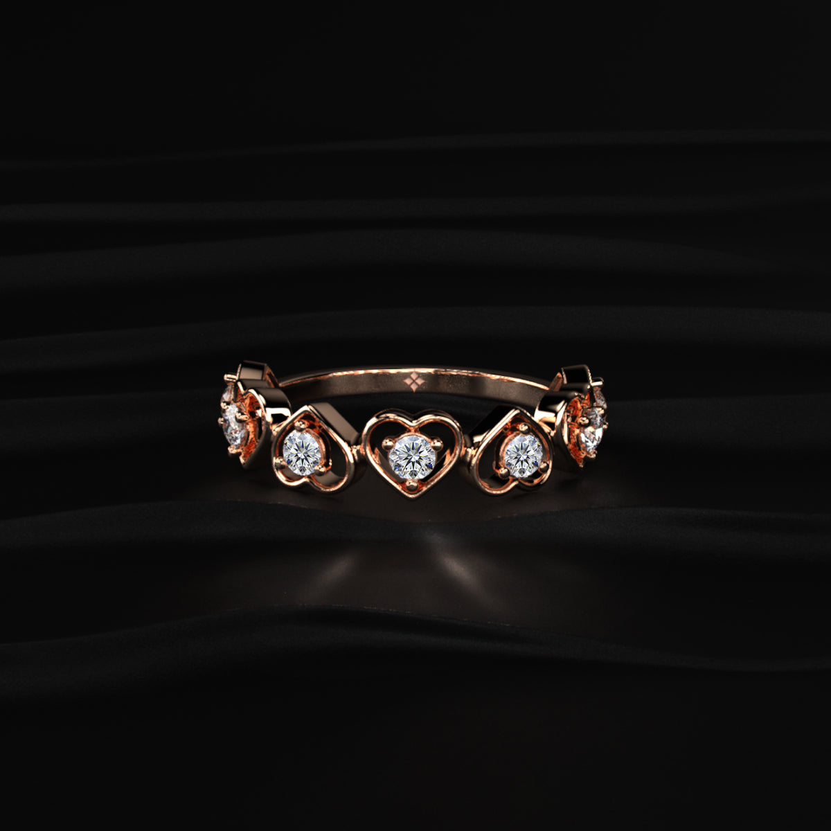 Half Eternity Heart Ring Lab-Grown Diamond Band For Women