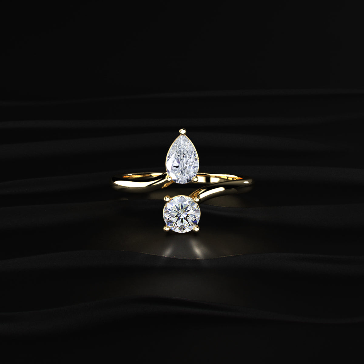 Pear And Round Cut Two Stone Engagement Ring