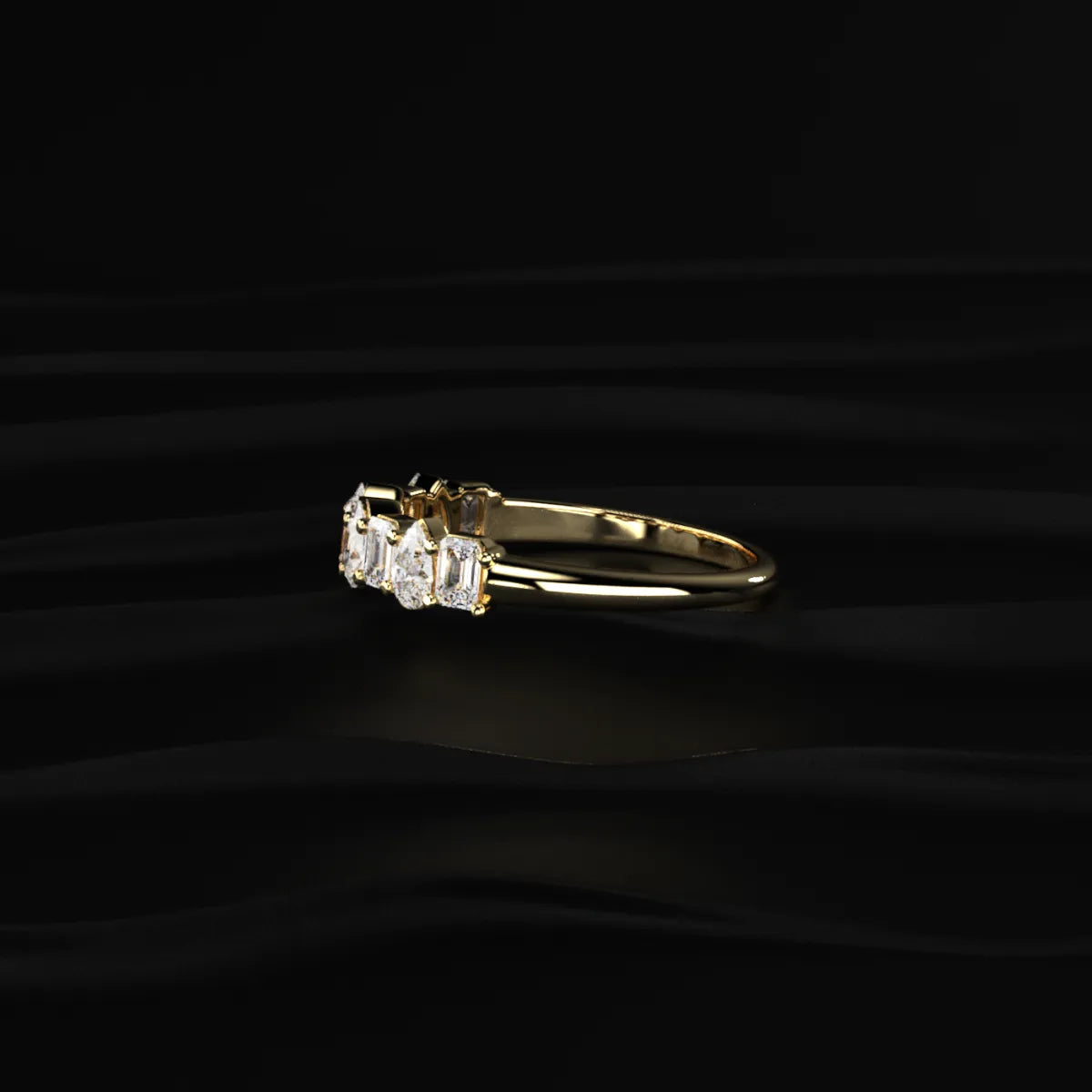 Pear And Emerald Cut Half Eternity Ring | Earthly Jewels