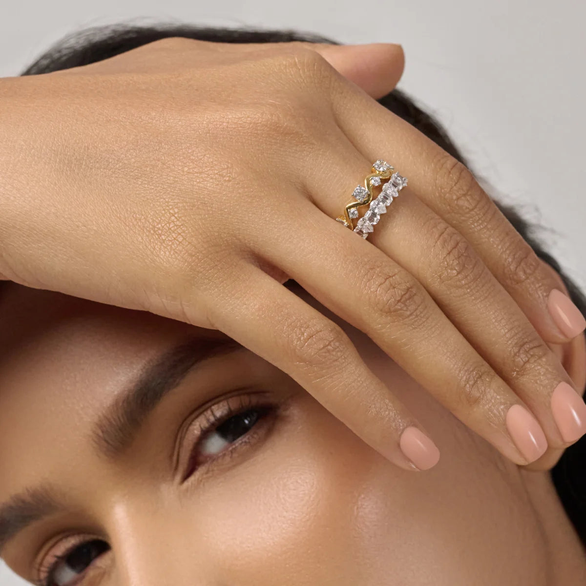 Pear And Emerald Cut Half Eternity Ring | Earthly Jewels