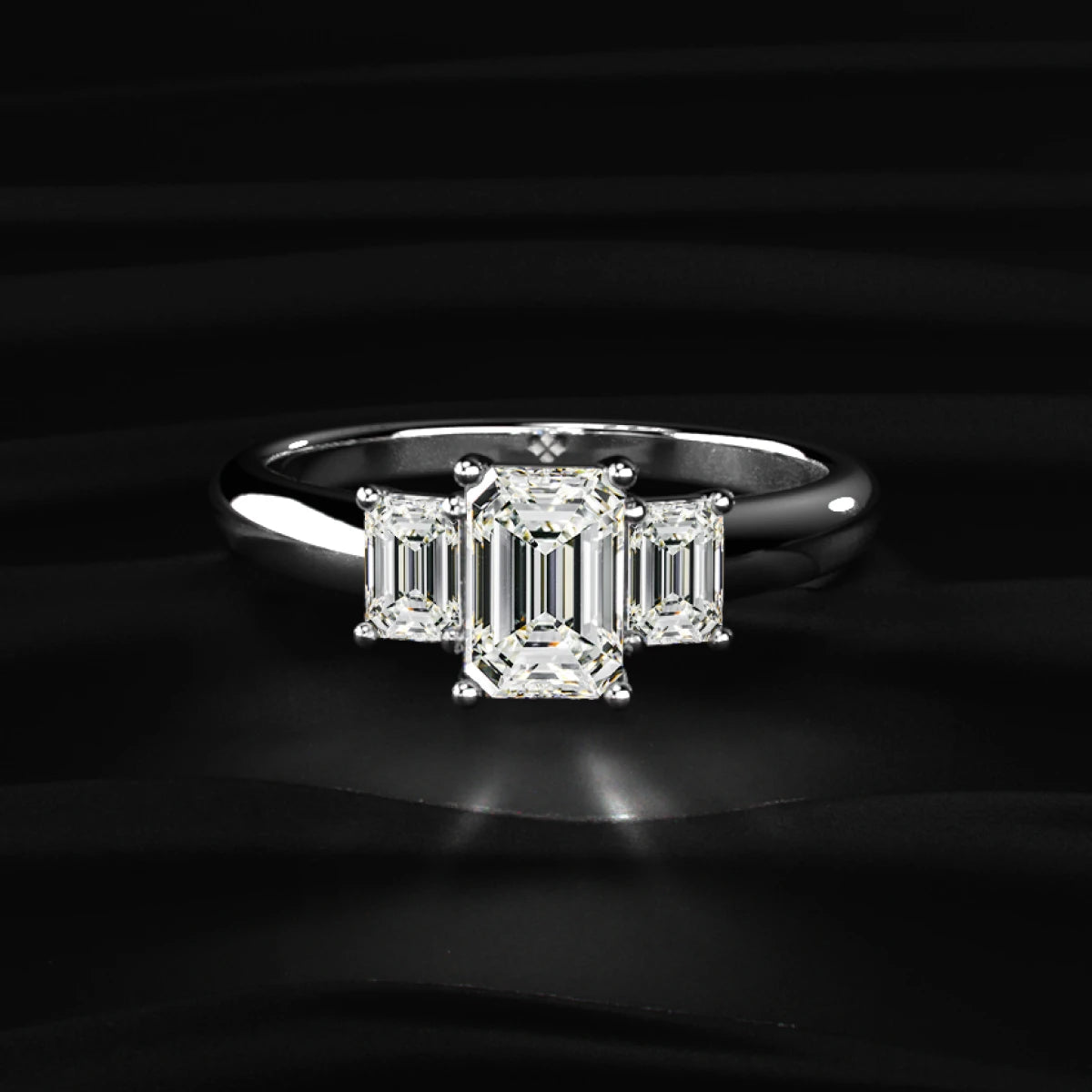 3 Stone Emerald Cut Diamond Ring | Earthly Jewels