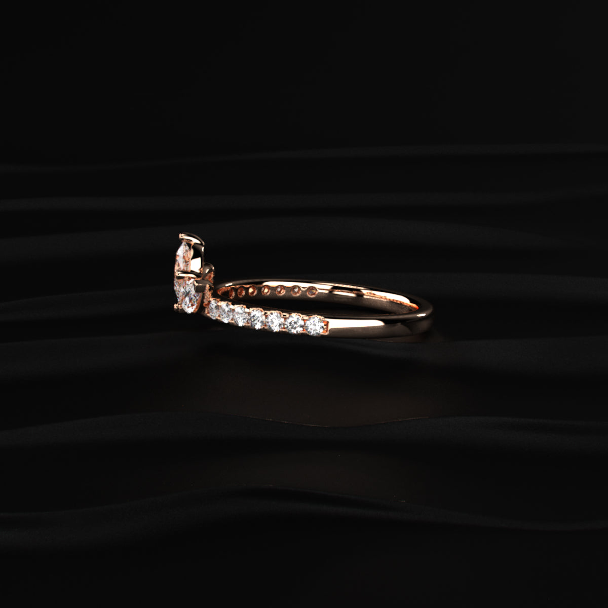 Marquise Trilogy Ring With Side Diamonds | Earthly jewels