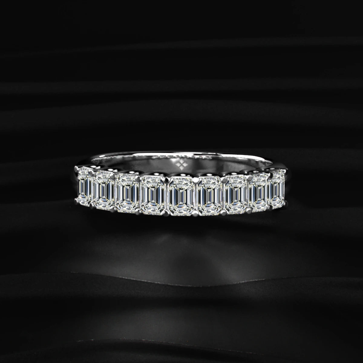 Emerald Cut Half Eternity Band | Earthly Jewels