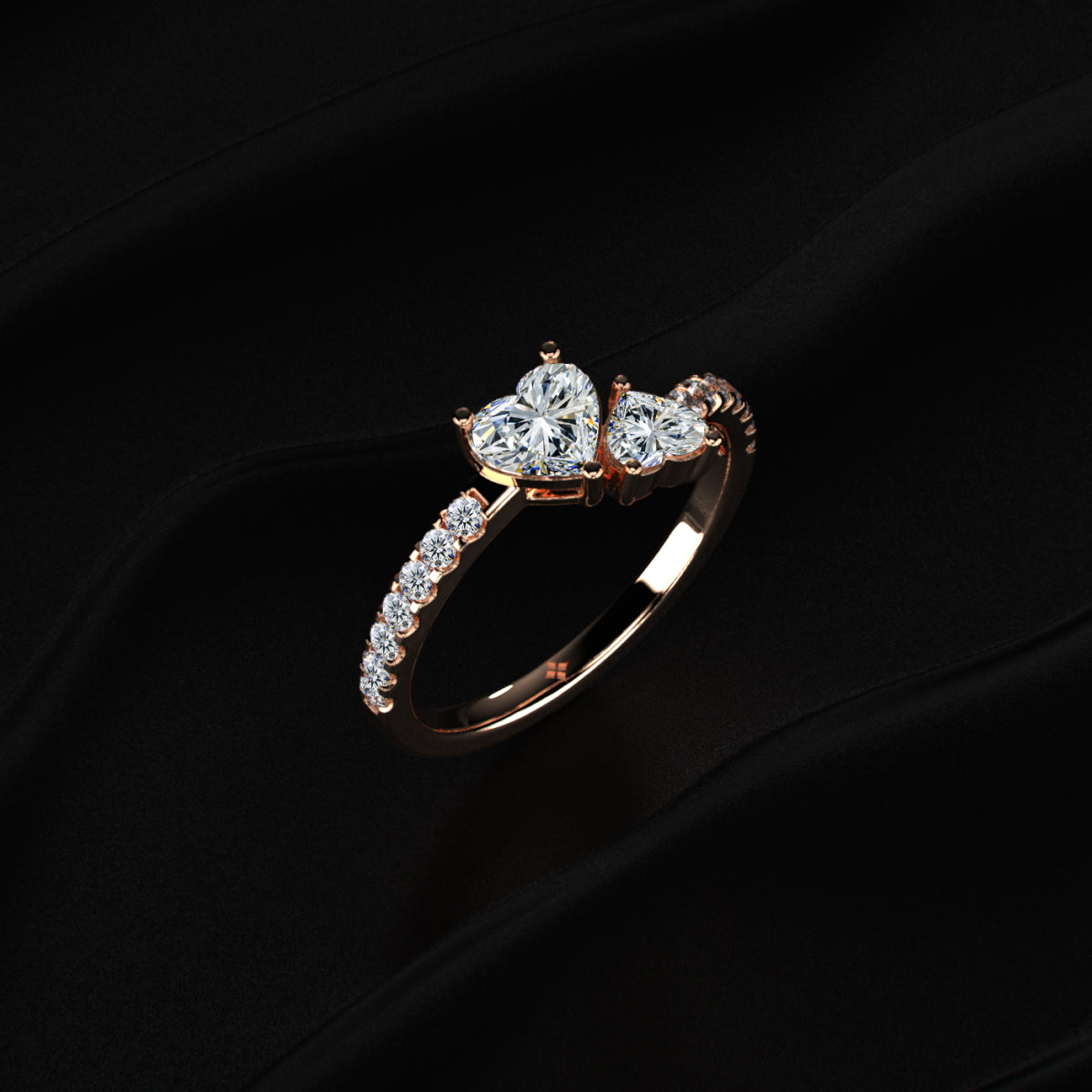 Dual Heart Ring With Side Diamonds | Earthly Jewels