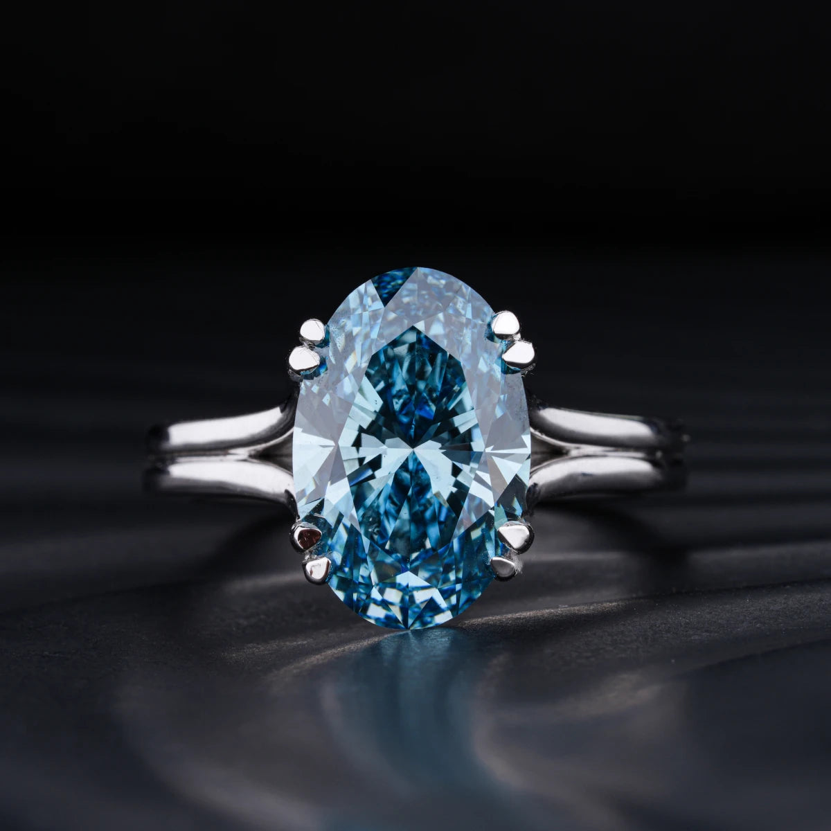 4 Ct Oval Solitaire Ring With Double Prongs | Earthly Jewels