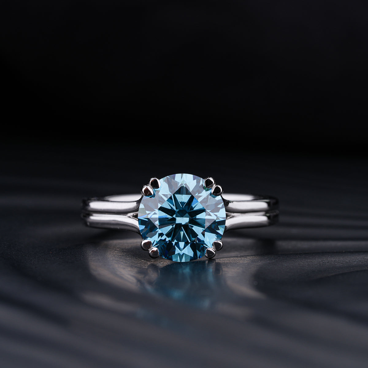 Ct Solitaire Diamond Ring With Double Prong And Mystique Stone