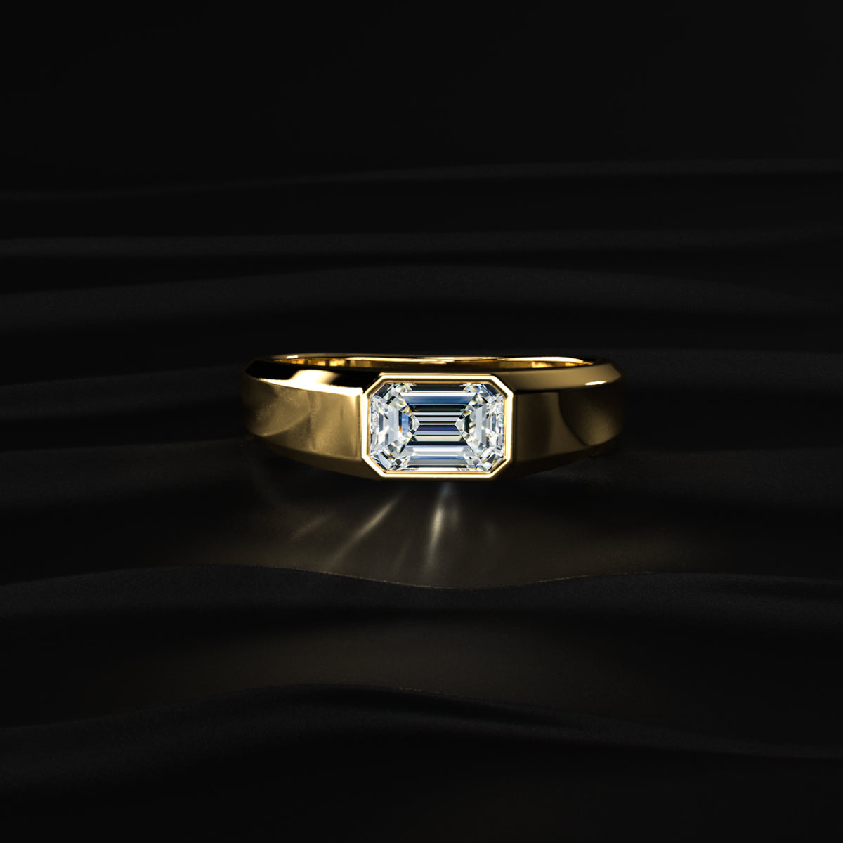 Mens Emerald Cut Diamond Ring - Main Image
