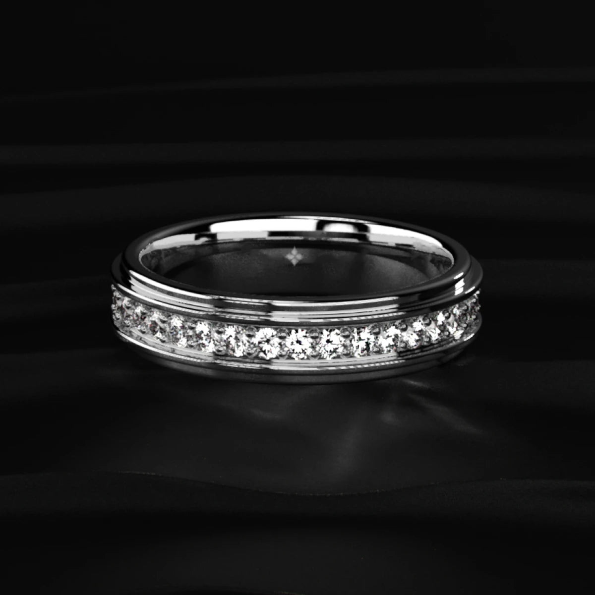 Pave Set Round Diamond Eternity Ring For Men | Earthly Jewels