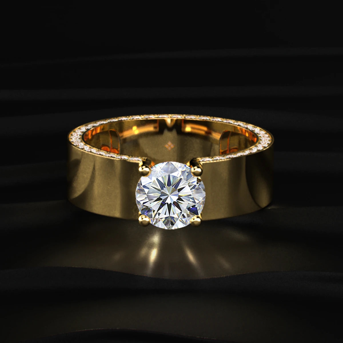 Round Solitaire Mens Ring With Hidden Diamond | Earthly Jewels