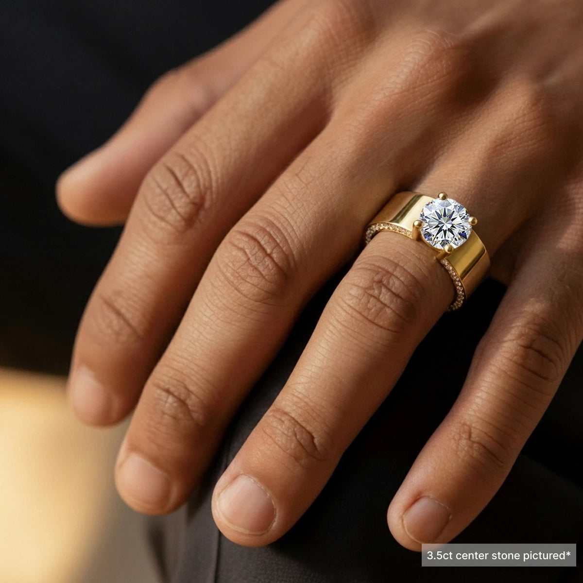 Round Solitaire Mens Ring With Hidden Diamond | Earthly Jewels