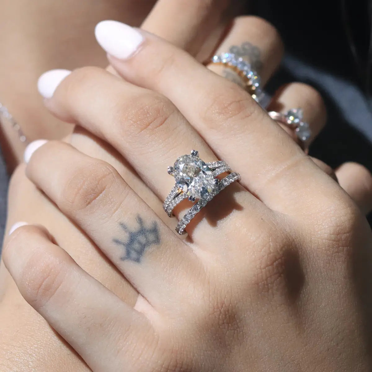 Oval Cut Dual Split Pave Engagement Ring | Earthly Jewels