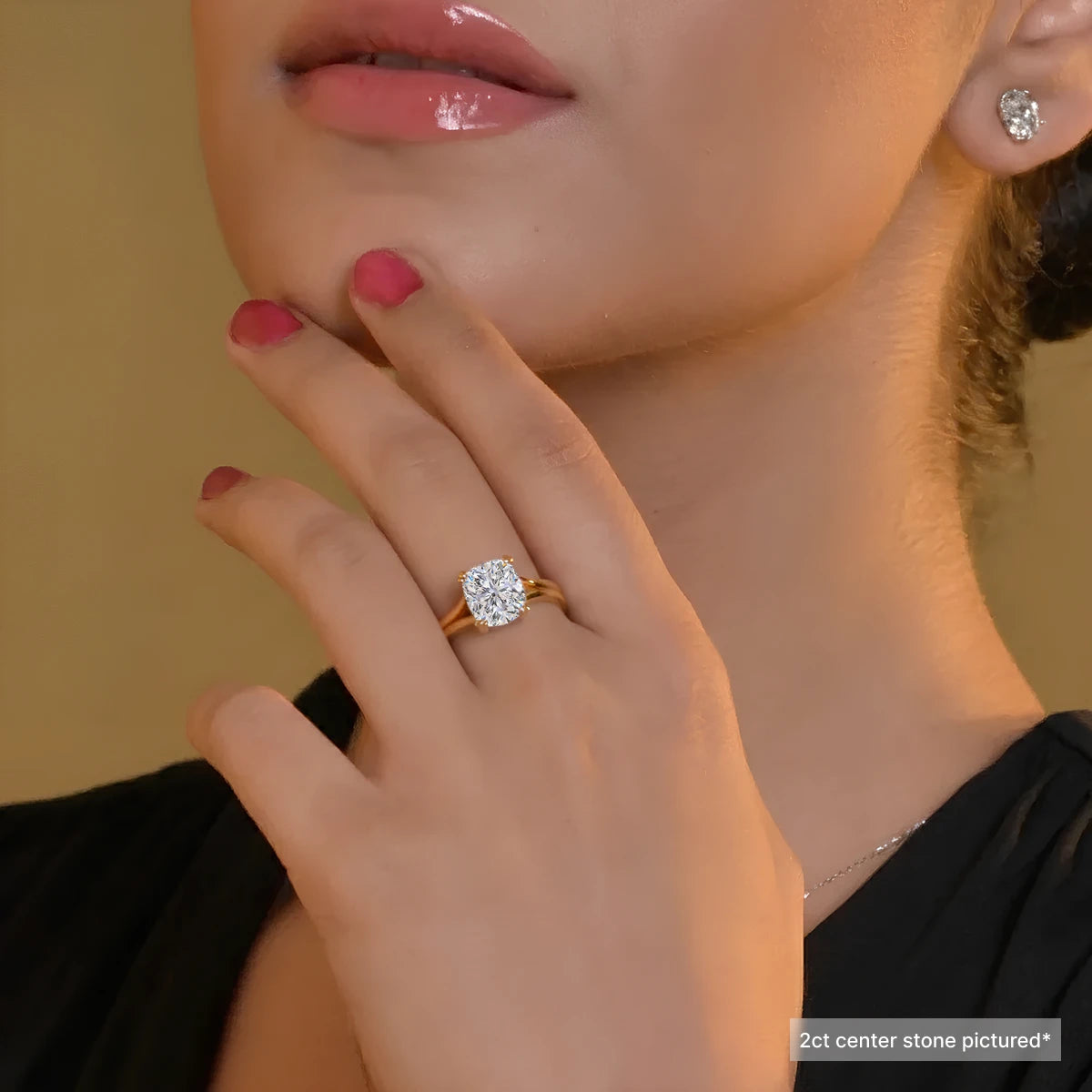 Cushion Solitaire Double Prong Split Shank Engagement Ring | Earthly Jewels