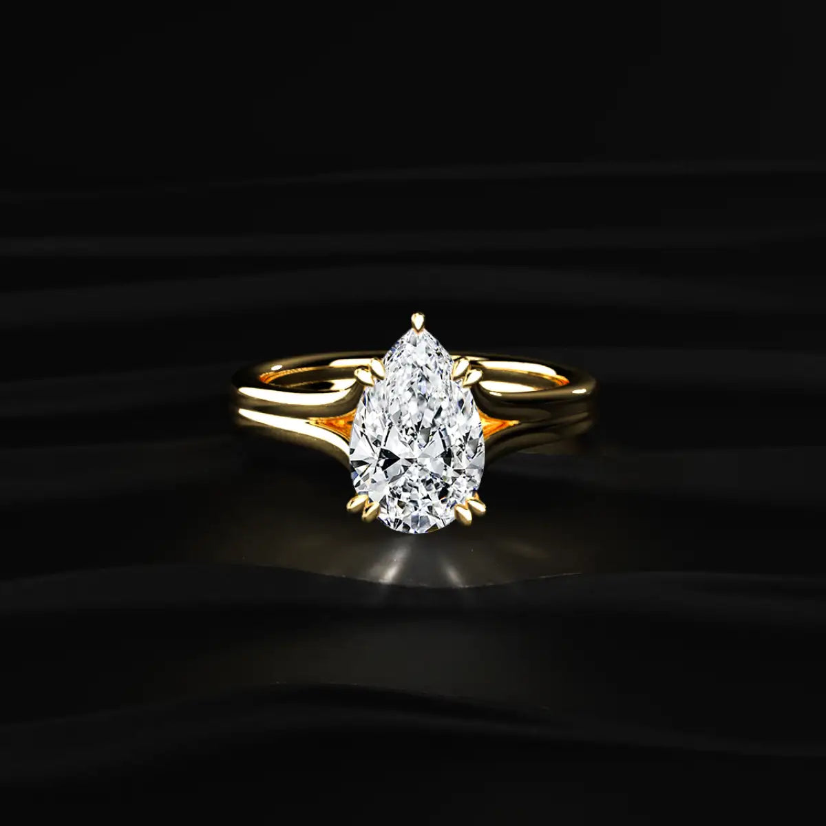 Pear Solitaire Double Prong Split Shank Engagement Ring | Earthly Jewels