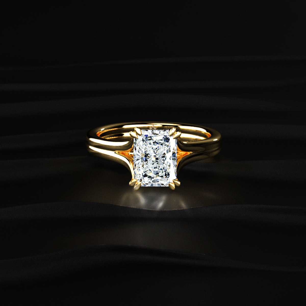 Radiant Solitaire Double Prong Split Shank Engagement Ring | Earthly Jewels