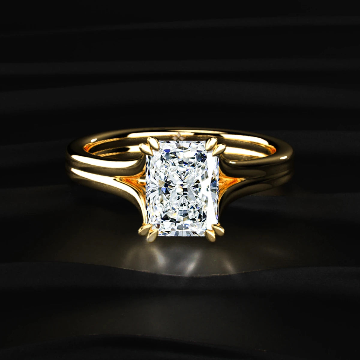 Radiant Solitaire Double Prong Split Shank Engagement Ring | Earthly Jewels