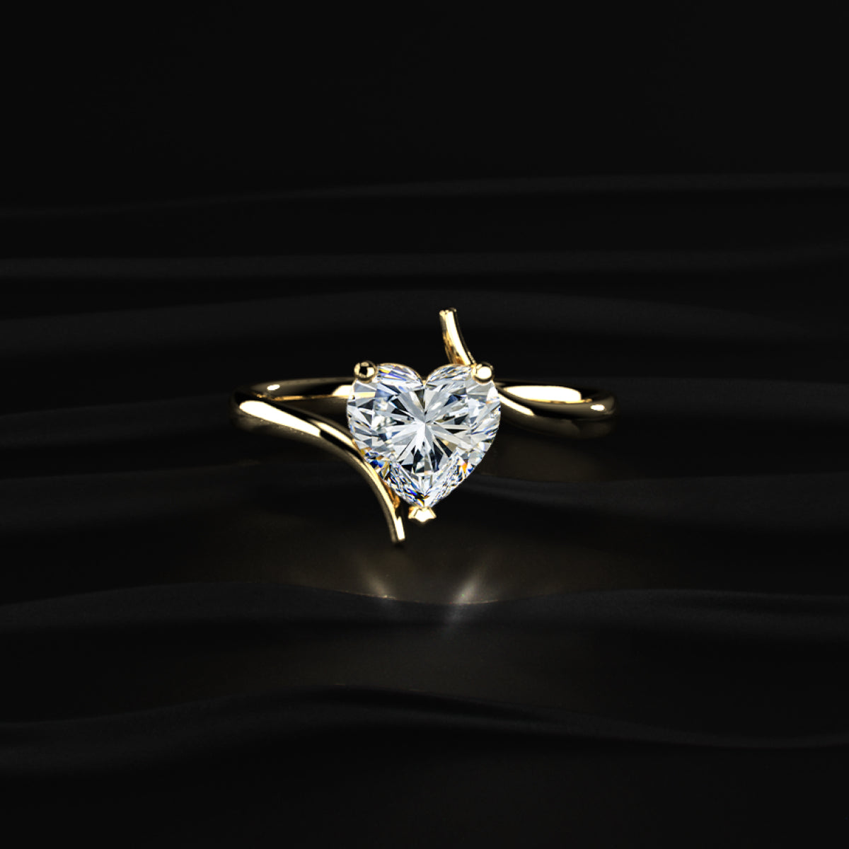 Heart Solitaire Bypass Shank Ring | Earthly Jewels