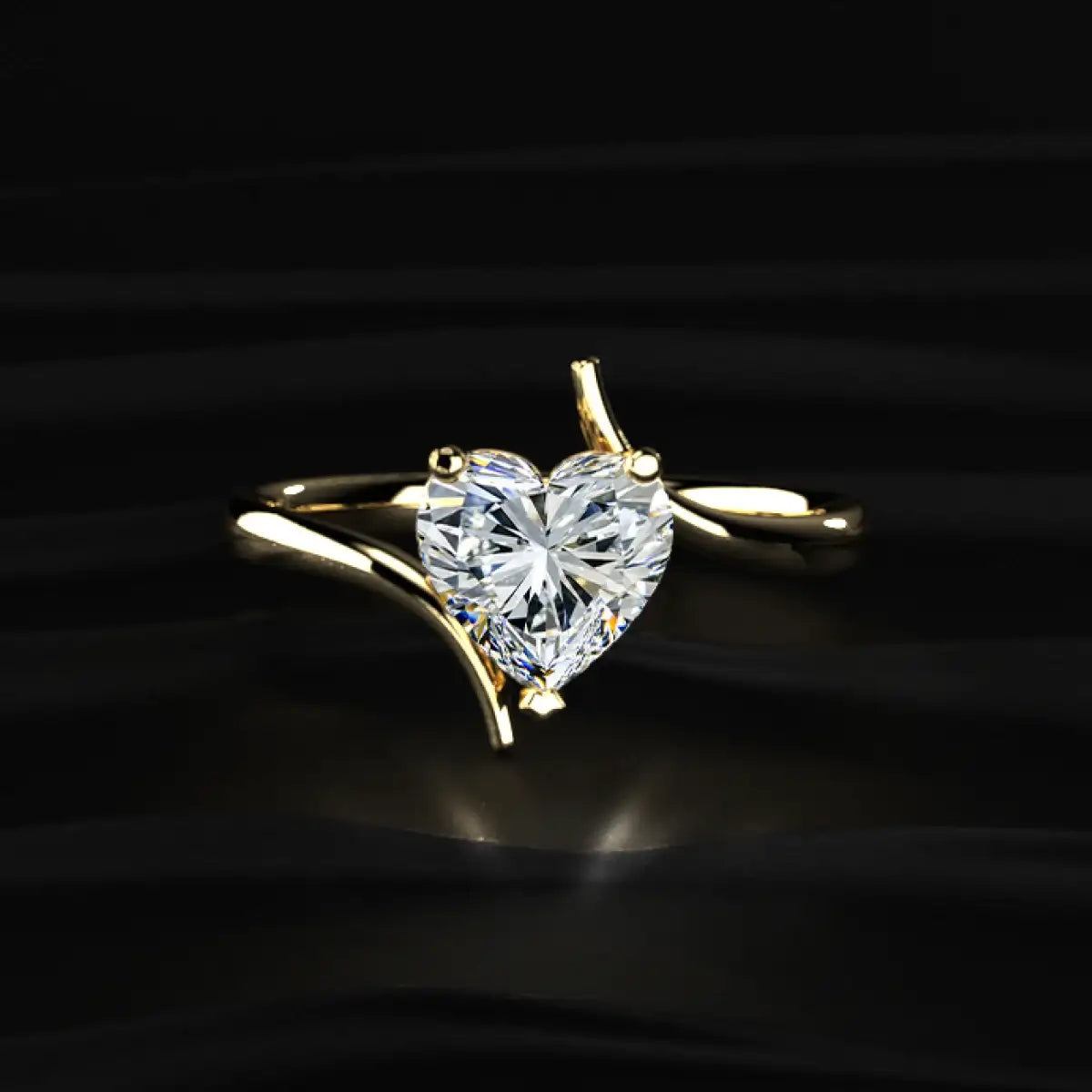 Heart Solitaire Bypass Shank Ring | Earthly Jewels