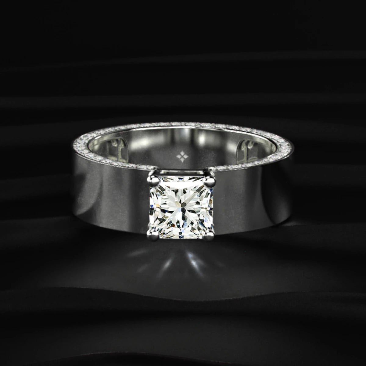 Princess Solitaire Men's Ring With Hidden Diamond | Earthly Jewels