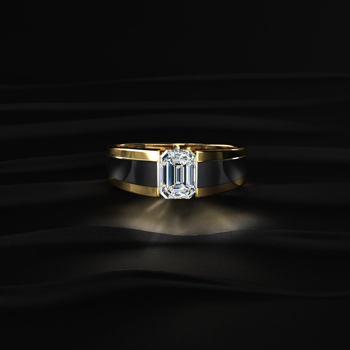 Emerald Cut Men'S Engagement Ring | Earthly Jewels