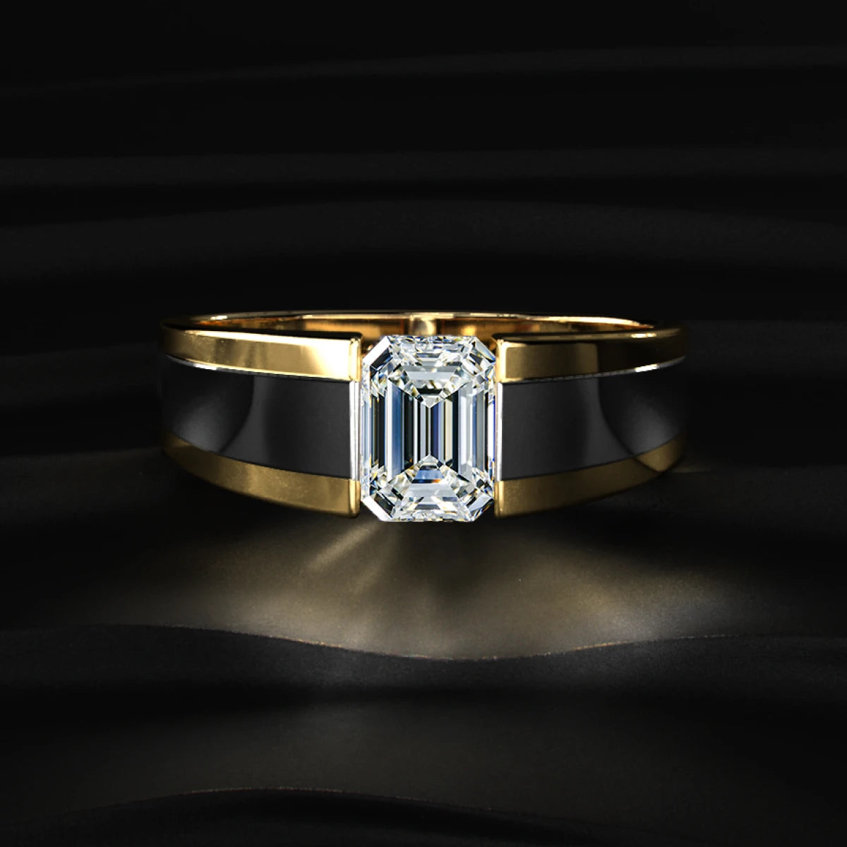 Emerald Cut Men'S Engagement Ring | Earthly Jewels