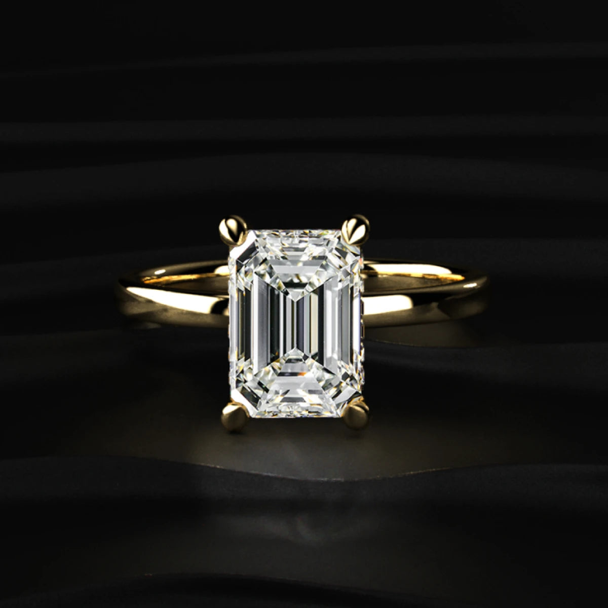3 Ct Emerald Cut Diamond Solitaire Double Hidden Halo Ring | Earthly Jewels