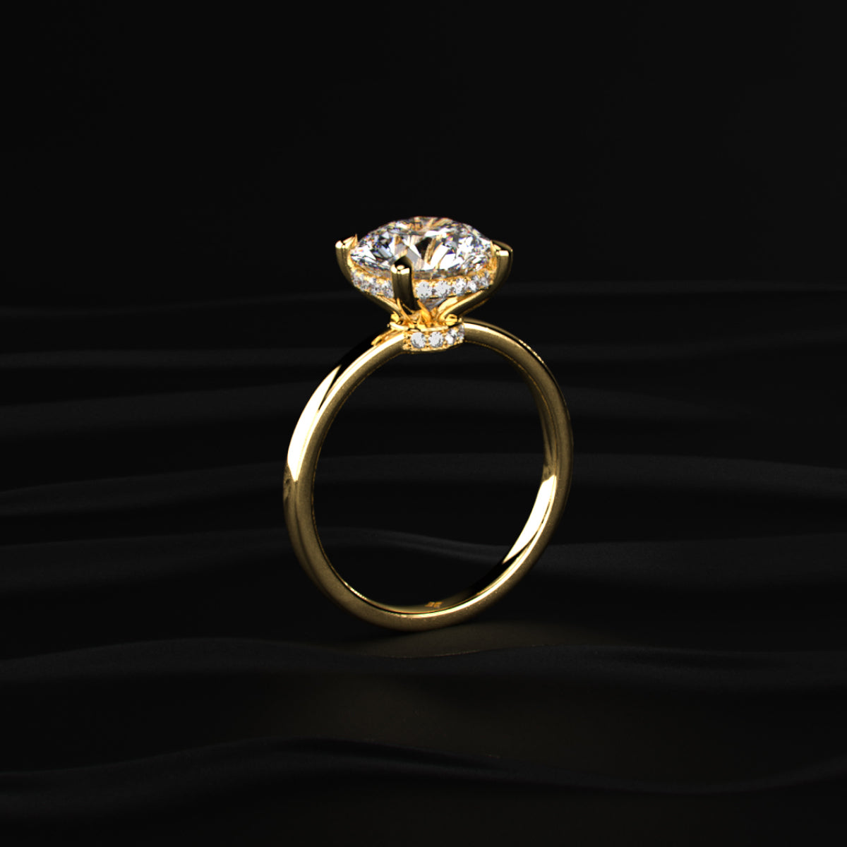Round Solitaire With Double Hidden Halo Ring | Earthly Jewels