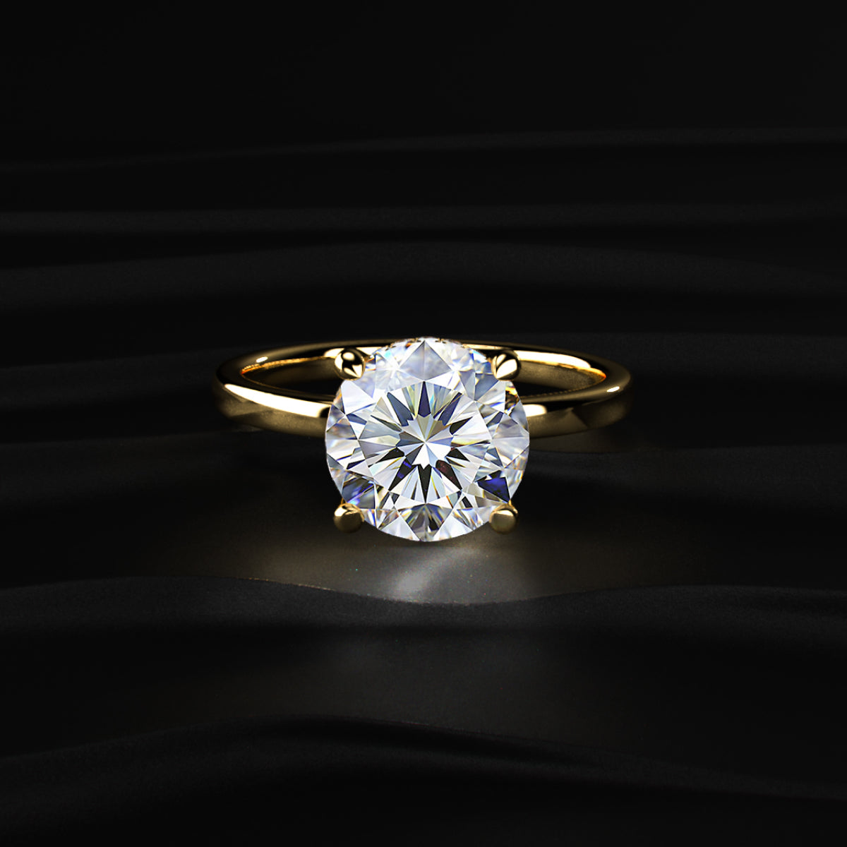 Round Solitaire With Double Hidden Halo Ring | Earthly Jewels