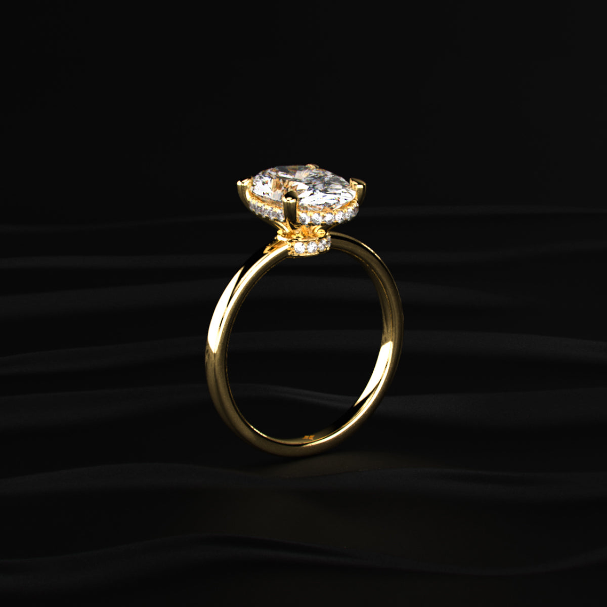 Oval Solitaire Double Hidden Halo Ring | Earthly Jewels