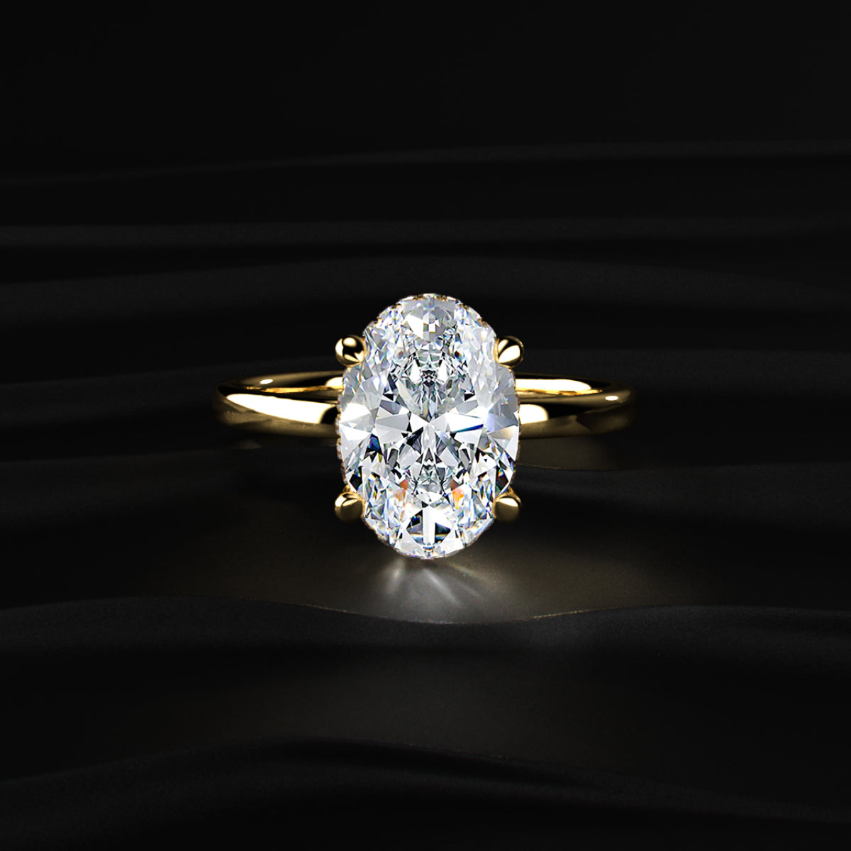 Oval Solitaire Double Hidden Halo Ring | Earthly Jewels