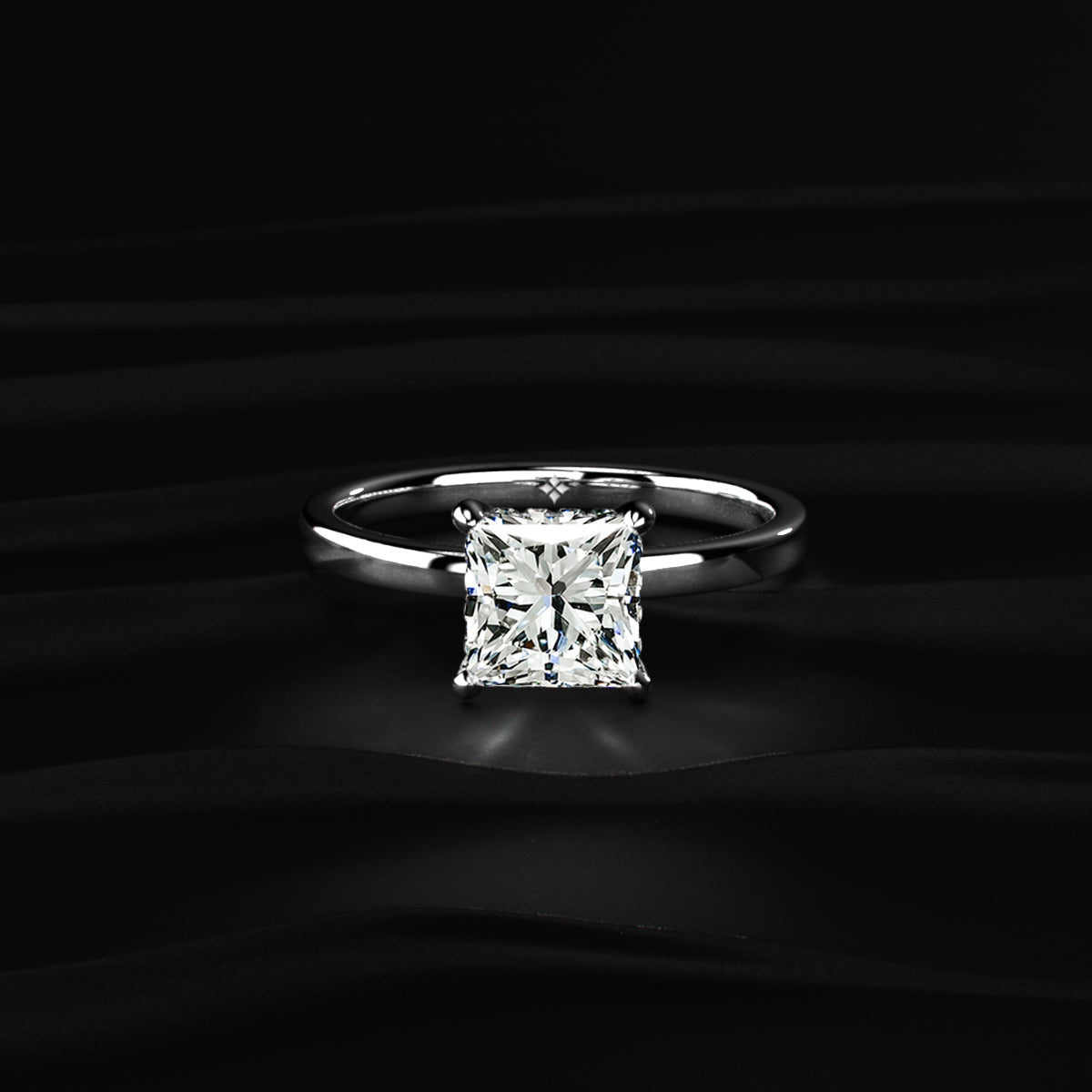 Princess Solitaire With Double Hidden Halo Ring | Earthly Jewels
