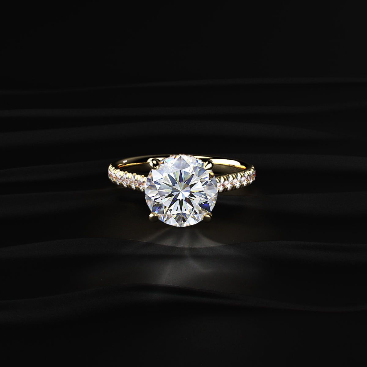 Round Shape Solitaire With Double Hidden Halo Ring