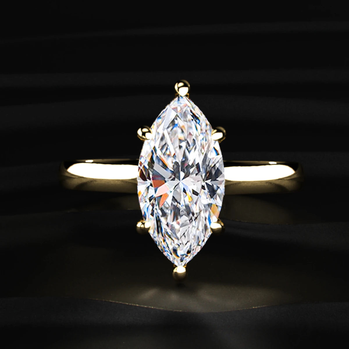 Marquise Solitaire Double Hidden Halo Cathedral Ring | Earthly Jewels