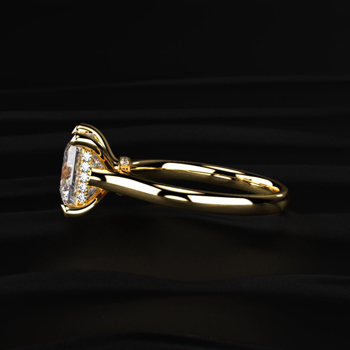 Princess Solitaire Double Hidden Halo Cathedral Ring | Earthly Jewels