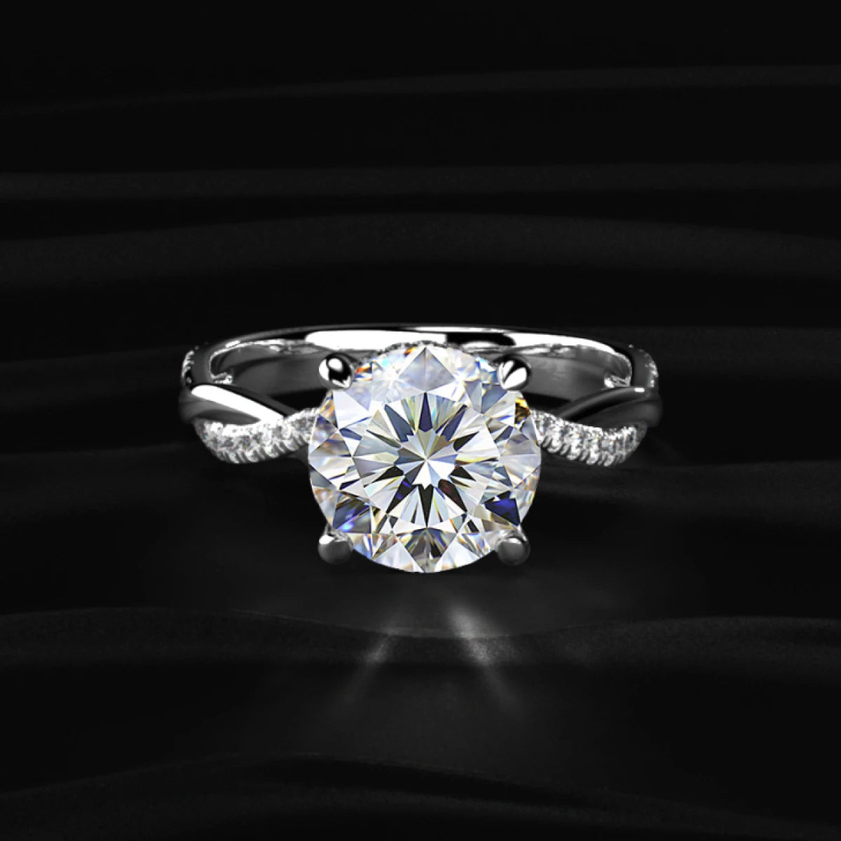 Round With Twisted Pave Band & Hidden Halo | Earthly Jewels